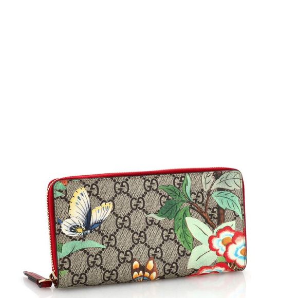 Gucci Zip Around Wallet Tian Print GG Coated Canvas Brown, Print - Picture 2 of 6